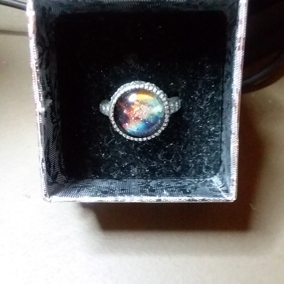 Silver Glass Top Antique Ring - Picture 2 of 2